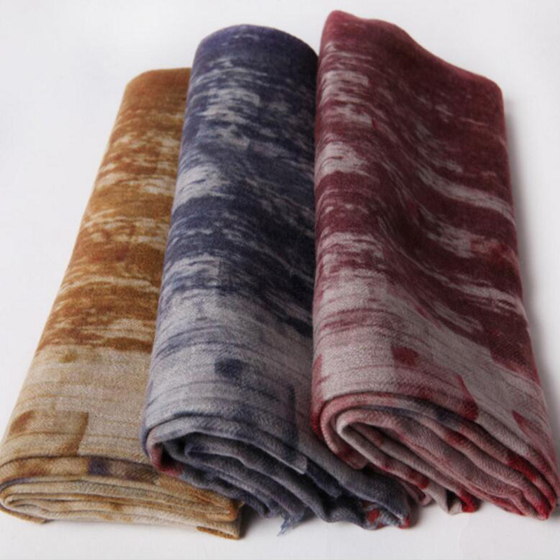 Pure Cashmere Scarves Brown Printed Women Winter Pashmina Scarf